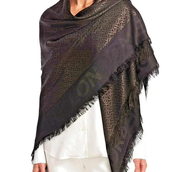 Burberry Unisex Metallic Monogram Large 140 x 140cm Square Scarf - Picture 6 of 6